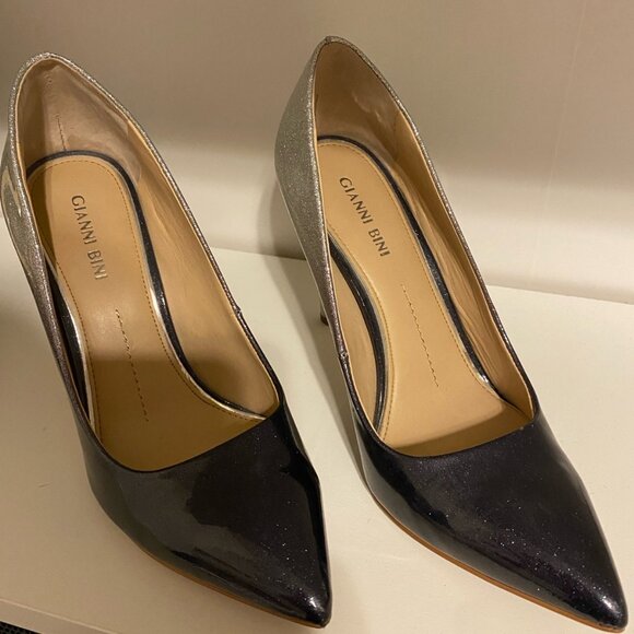 Gianni Bini Heels Glitter 4 inch Heel Stylish Blue Silver Size 8.5 US - Picture 2 of 2
